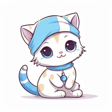 clipart of a cute cat in a hospital kawaii style white background
