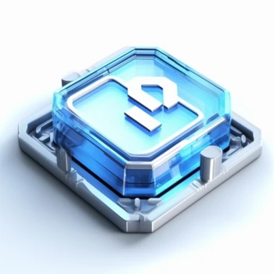 A smart flat chip, Fixed clip, Smart terminal, blue and white tone, Tech Blue, light blue cable, clear glass effect, white background, isometric Art, Microsoft Tech Style, 3D rendering, c4d, Octane Rendering, Blender, Ultra High Quality, Ultra High Definition, Low Detail, 45 Degree View, 16k