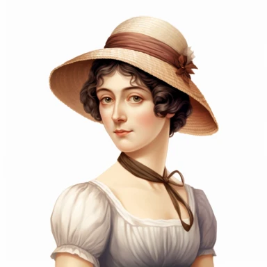 Jane Austen clipart, white background, isoliated, hd, high quality, vector, highly detailed, clipart style