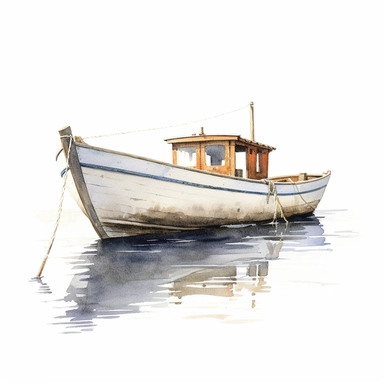 FISHING BOAT, watercolor painting by ANDREW WYETH, clipart, white background