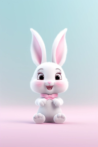 ed small bunny clipart, in the style of unreal engine 5, vray tracing, subtle pastel tones, rollei prego 90, white and pink, dutch and flemish, bunny is smiling