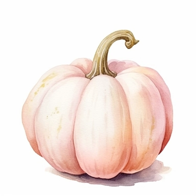 clipart, watercolor, pastel pink pumpkin, gourd, white background