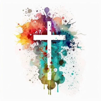large, Watercolor graphic,Christian cross Clipart - clip art, white background,
