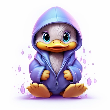 a shy baby duck in hoody Clipart, covered in hearts, Nursery summer Clipart, Easter Clipart, Crafting Digital Paper, purple and blue backlight Mother’s Day, white background