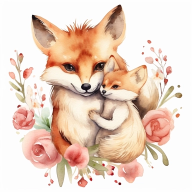 Mother's Day watercolor clipart set, animal mom and baby, love you mommy, mom day png graphics, mommy watercolor art, Mommy and me gift