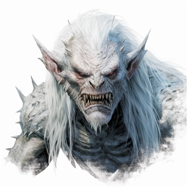 Monster from The witcher character, paint art style, clipart, white background, superrealistic, one of a kind