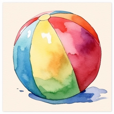 a single beach ball water color clip art. 300 dp