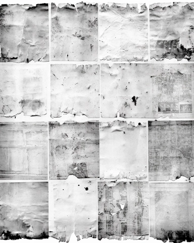 distressed low resolution monochrome photocopy, abstract found paper collage textures, clipart bitmap with dithering on crumpled white paper, smudges, poor image quality, faded, low toner