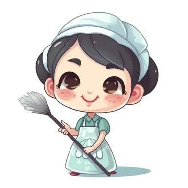 happy cute Housekeeper face, cartoon, clipart, mascot, isolated on white background