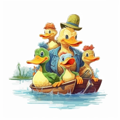 duck island bright colors, baby ducks, alligator, clipart,