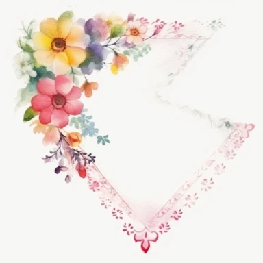 Watercolor Lacy Floral Corners Clipart, white isolated background, space out, hd