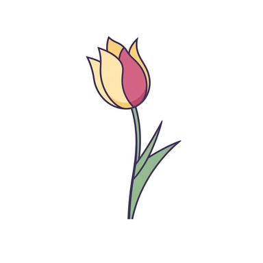 colored minimalist tulip clipart by using simple, clean lines to outline the shape of a tulip. isolated on white background, different sizes and proportions to achieve a desired look. Consider adding a slight curve to the stem for a more organic feel.