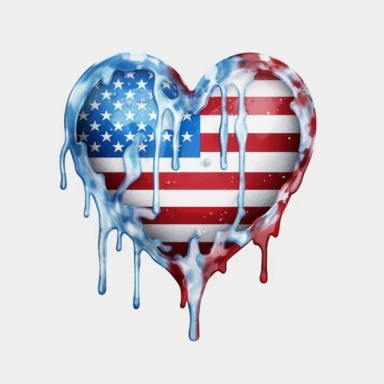 melting heart USA flag, Illustration clipart, watercolor, 4K, extremely detailed