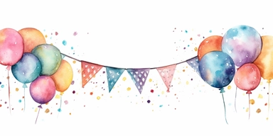 Birthday banners design, water color style, clipart, white background