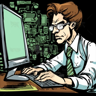a curious person working at a computer, in the styre of business presentation clipart