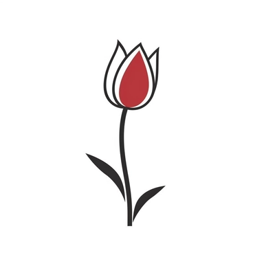 minimalist tulip clipart by using simple, clean lines to outline the shape of a tulip. isolated on white background, different sizes and proportions to achieve a desired look. Consider adding a slight curve to the stem for a more organic feel.