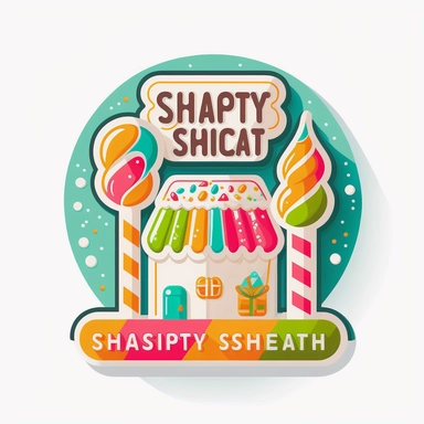 vector sticker design, Christmas Candy Shop clipart, white background, flat colors