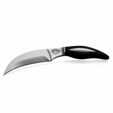 clipart image of this tourne knife, the point is bent downward and the blade upward resembling a bird's beak, on a white background.