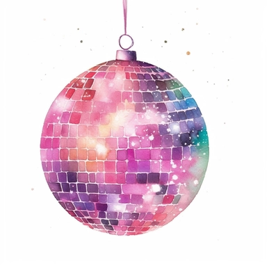 watercolour Pink disco ball hd clipart white background