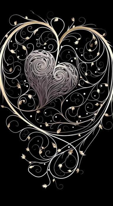 whirl of curls drawn on black background, couple heart, hearts transparent background png clipart, in the style of tattoo, islamic calligraphy, happenings, marguerite blasingame, free-flowing lines, shaped canvas, infinity nets