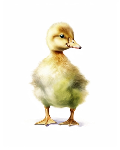 a realistic baby call duck clipart with watercolor illustration, full body shot ,8k, style of Bohemian, style of Anna Süßbauer and Jon Klassen,vector, Vector, white background,Solid Background, Sharpness and clarity, masterpiece, trending on Artstation and Dribbble.