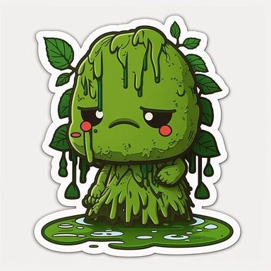 swamp thing from dc comics kawaii sticker, cute clipart