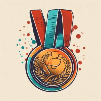 minimal design sports winner gold medal clipart, hand-drawn, colorful, low details, hd