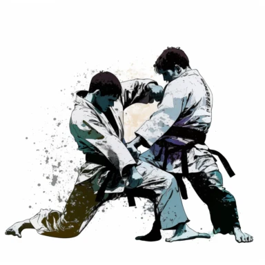 Two brazilian jiu jitsu fighting, clipart, white background