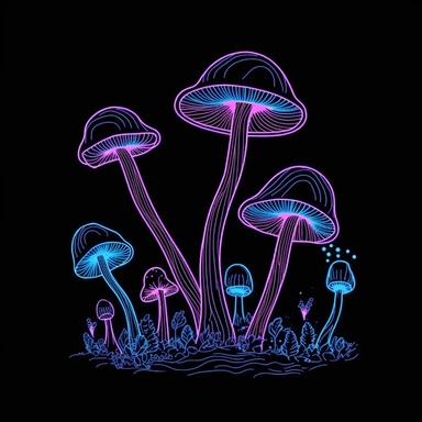 neon mushroom black light clipart