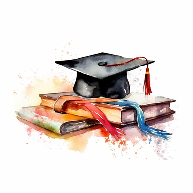 watercolor graduation diploma clipart, white background