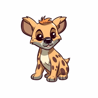 a cute hyena clipart, white background, cartoon style, thick lines, 2d, vectorize