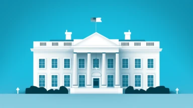 Minimalist origami white house on a blue background negative space whimsical Cuteness, flat, vector, clipart, in the style of Alex pardee
