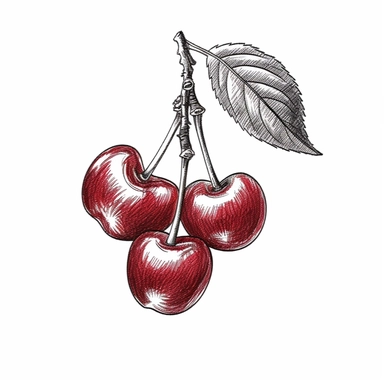 cherry clipart, sketch art, vector, white background