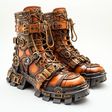 Steampunk New Rock Boots Clipart, Steampunk Art, colorful, details, high quality 8K, white background