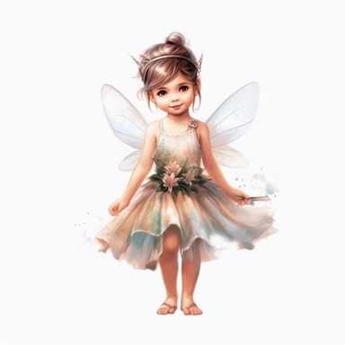 disney style little fairy priness clipart, watercolor clipart, png file, hyper realistic, transparent background,high detail, 8k