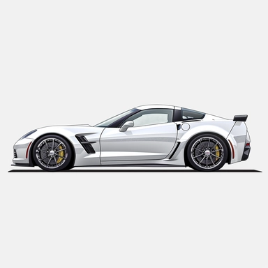 hyperrealism painting,Chevrolet Corvette ZR1, white background, Vector style, digital art,side view, clipart