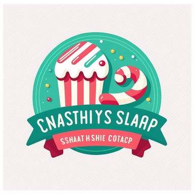vector sticker design, Christmas Candy Shop clipart, white background, flat colors