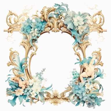 Atlantis rococo frame watercolor clipart