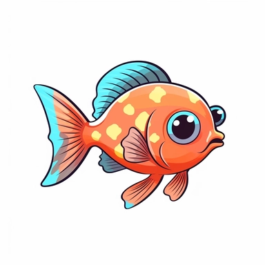 fish clipart, cartoon style, no background