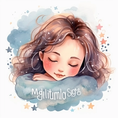 cute girl sleeping, girl with cute face, Sweet Dreams Clipart, Good night, Watercolor, extremely detailed, illustration clipart, white background