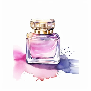 dior nail polish, in the style of watercolor illustrations, pink and gold, soft lilac, serenity and harmony, various stroke techniques, on white background, clipart