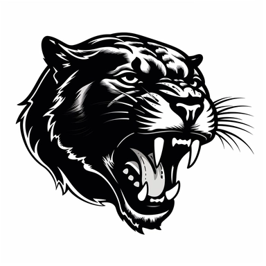 2d clipart panther black with teeth white background