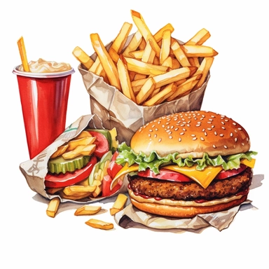 fast food single item clipart,on white background with margins