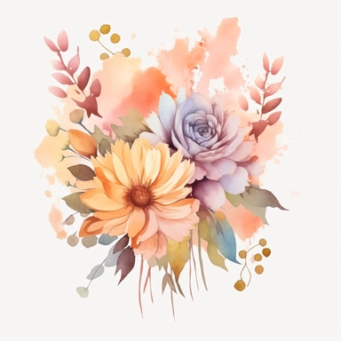 modern art,flowers clipart, soft colors, transparent background, to be used for wedding invitation, fun, original, high definition