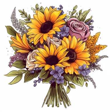 Create clipart of beautifully arranged bouquets featuring different types of flowers, such as roses, daisies, tulips, and sunflowers. Consider offering variations in colors and styles to cater to different preferences.