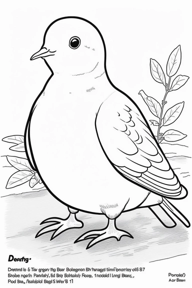 a cute and happy dove, black and white clipart for a kids coloring page, simple and clean, thin line art, accurate features, proportionally sized, illustration style,
