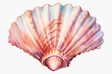 Watercolor, Angel wing shell, clipart, hd, on a white background, spaced out