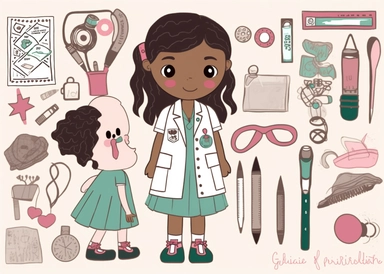 girlie nurse clip arts clipart, pink, in the style of light maroon and emerald, detailed sketching, science academia, studyblr, gray and beige, iso 200, cluttered, white background