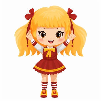 cartoon cheerleader clipart, solid white background