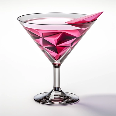 Sharp Illustration of a Cosmopolitan Crush Cocktail clipart aginst white background, illustration style, vibrant colors, unreal engine 5, detailed illustration, high resolution, high quality, solid white background